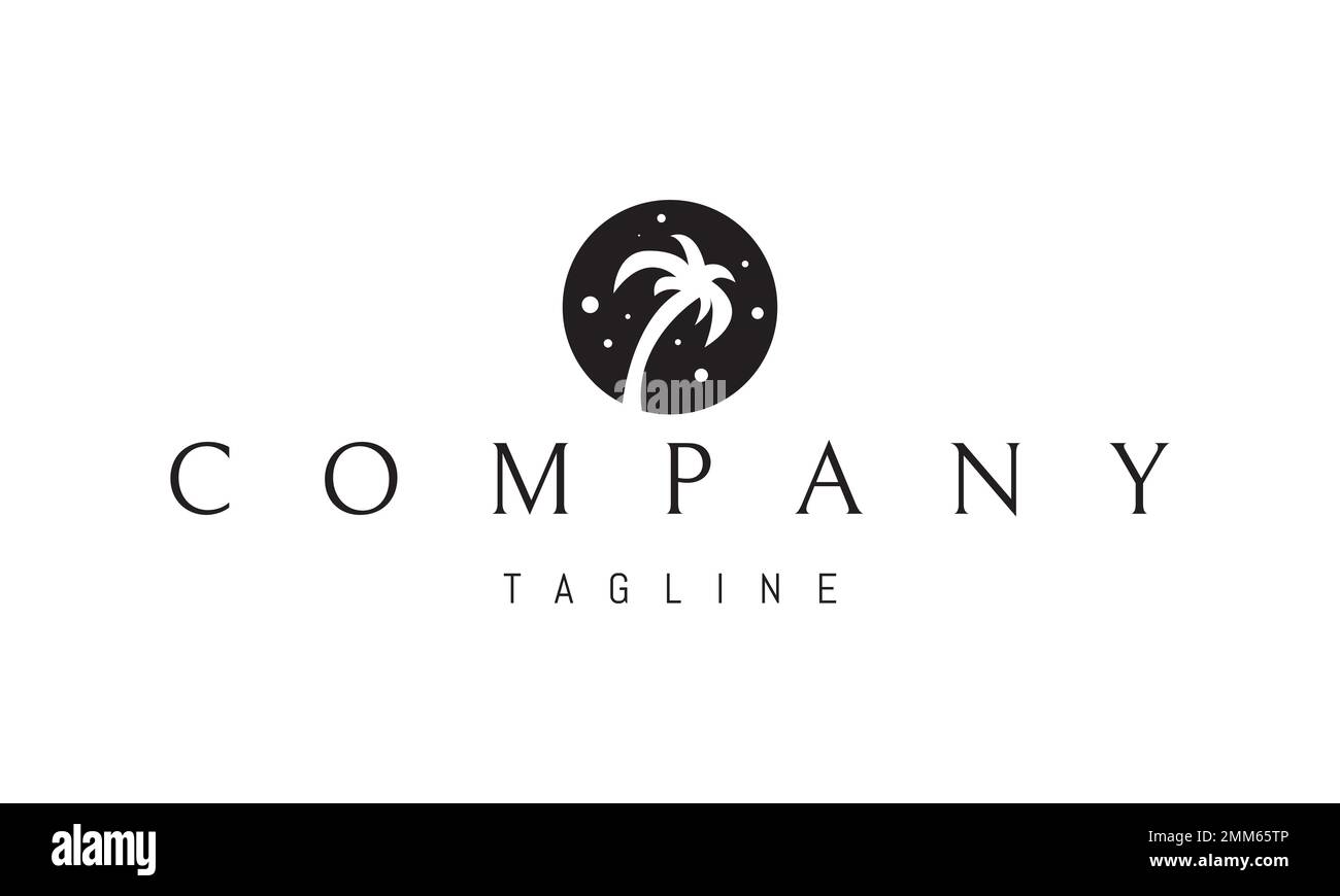 Logo vectoriel sur lequel une image abstraite de la silhouette d'un palmier dans un cercle. Illustration de Vecteur