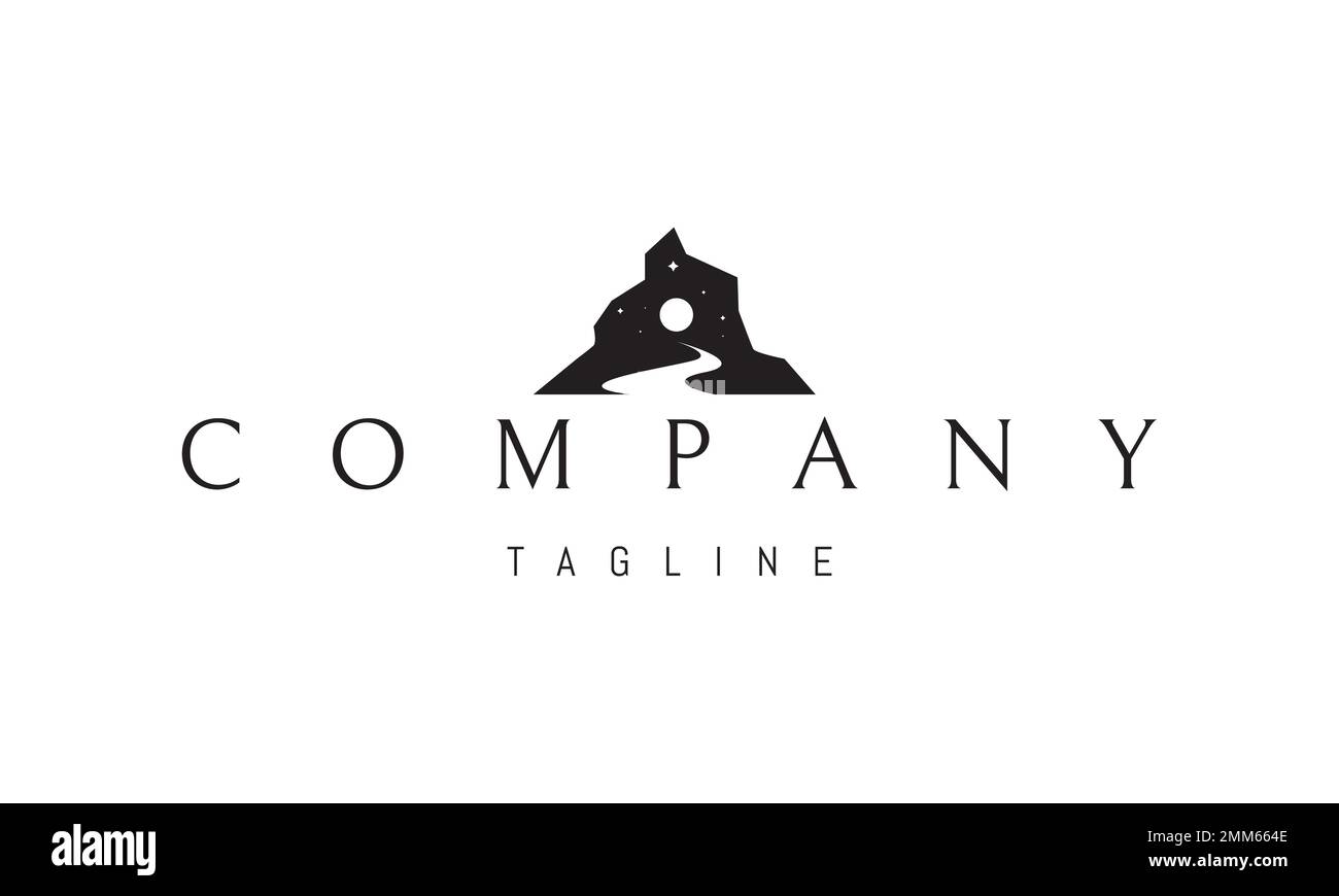Logo vectoriel sur lequel une image abstraite de la route qui mène au sommet de la montagne. Illustration de Vecteur