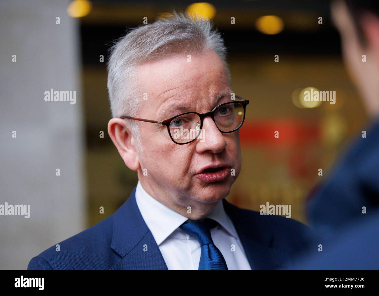 Londres, Royaume-Uni. 29th janvier 2023. Mise à niveau Secrétaire, Michael Gove, à la BBC pour dimanche avec Laura Kuenssberg. Il a été interrogé au sujet du sacking de Nadhim Zahawi. Il a également admis que les mauvais conseils du gouvernement étaient en partie responsables de la tragédie de Grenfell. Il a déclaré que les directives du Gouvernement permettaient aux gens sans scrupules d'exploiter un système brisé qui mène à la tragédie. Crédit : Mark Thomas/Alay Live News Banque D'Images