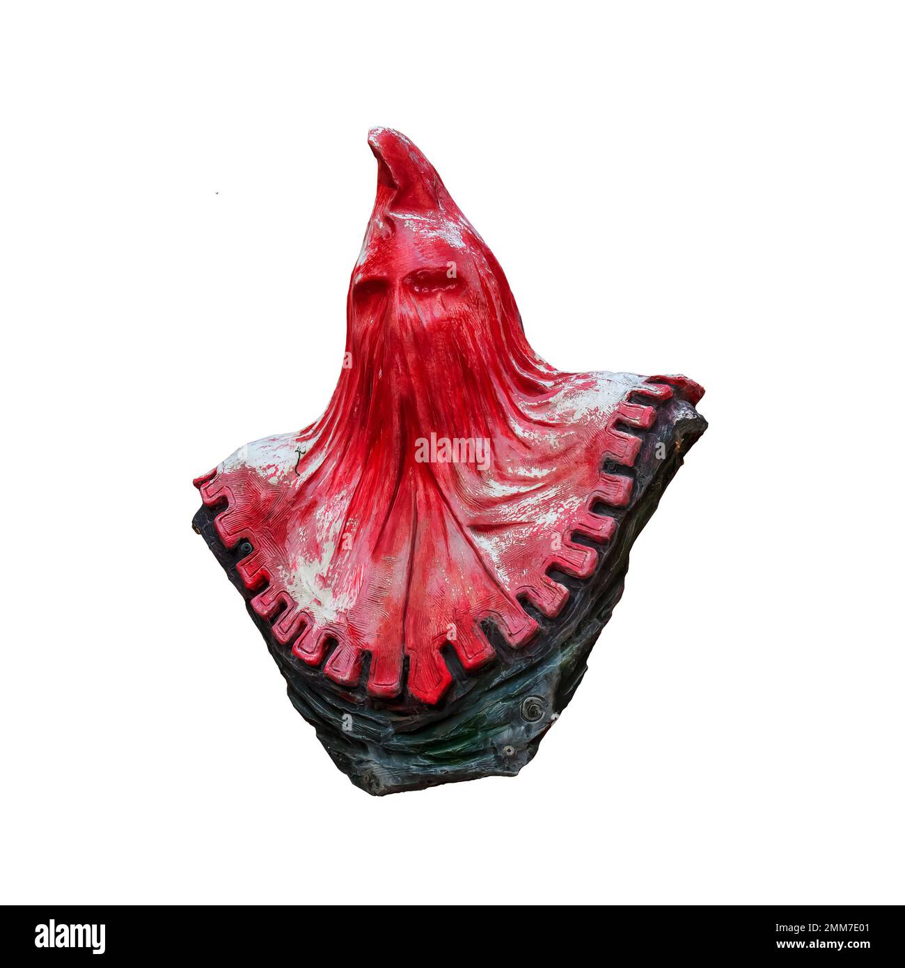 Sculpture d'un bourreau médiéval dans une verrière rouge. Isoler. Banque D'Images