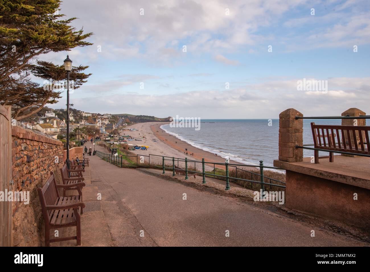 Vue sur le village côtier de Budleigh Salterton à Devon Banque D'Images