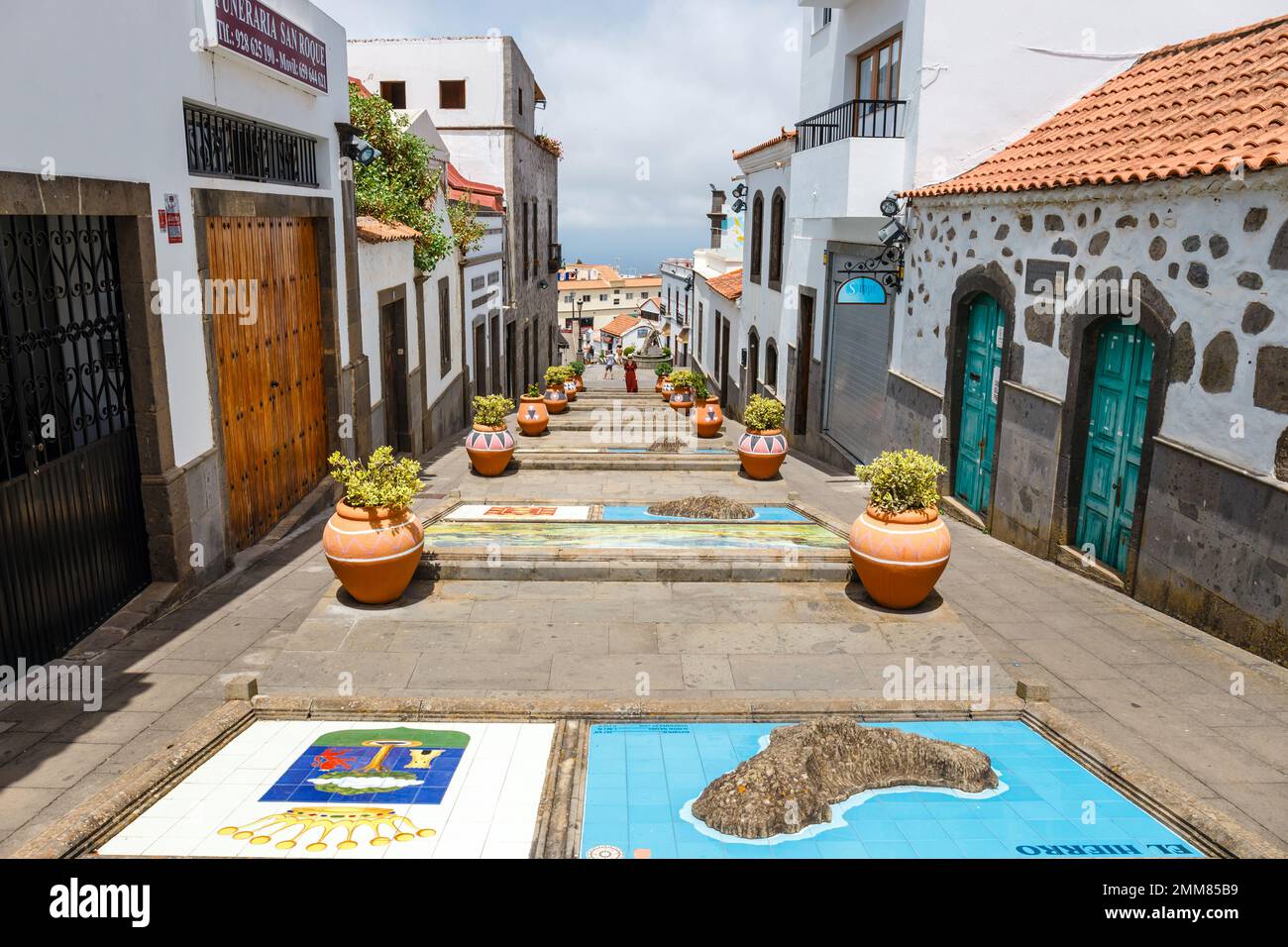 Firgas, Gran Canaria, Espagne, 19 juillet, 2022: Célèbre Paseo de Canarias rue sur Firgas, Gran Canaria, îles Canaries, Spainfamous Paseo de Canarias str Banque D'Images