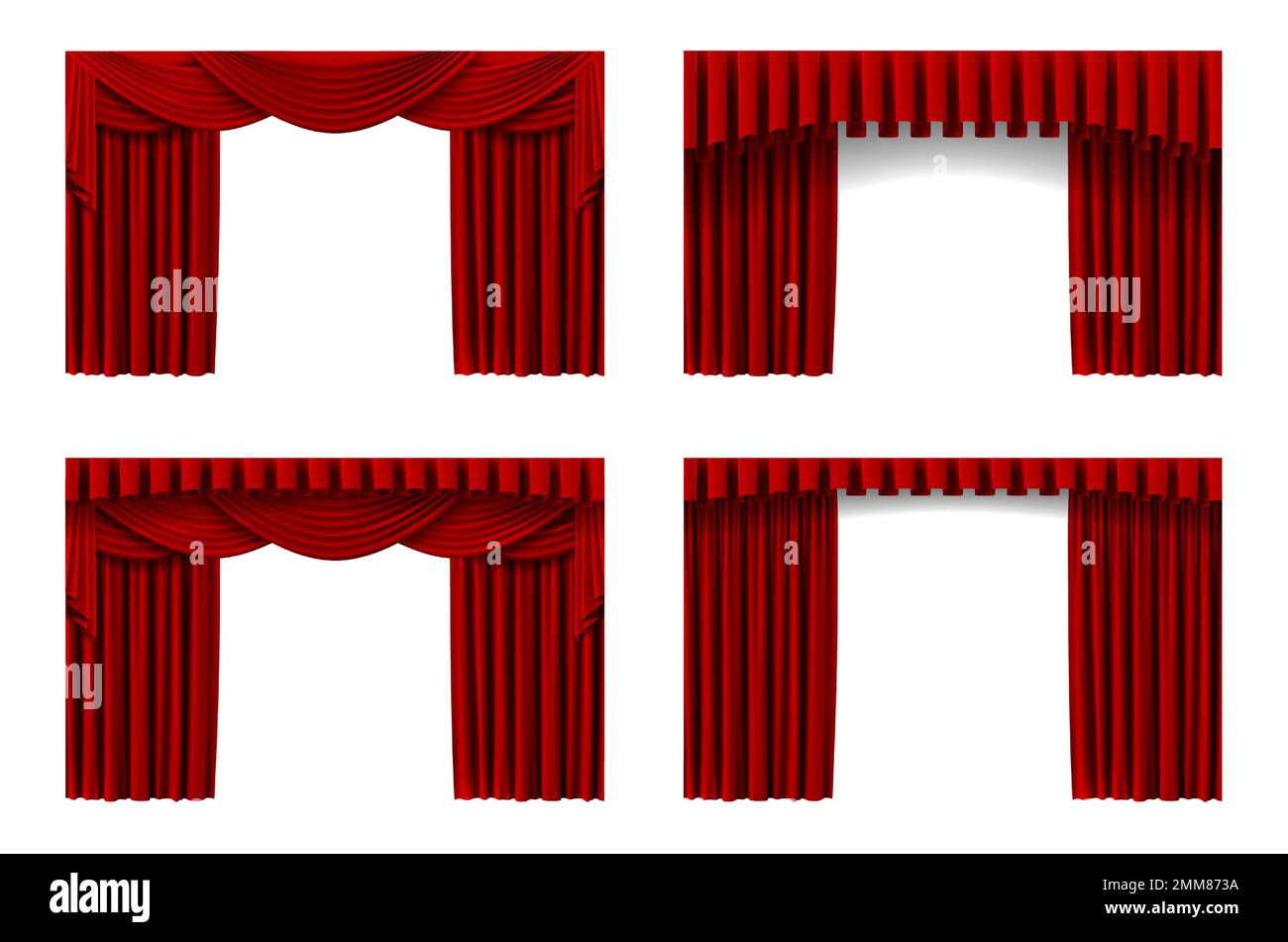 Rideau Red Stage. Rideaux de luxe Opéra ou cinéma pour la décoration intérieure. Décor classique réaliste de concert ou de salle de spectacle Illustration de Vecteur