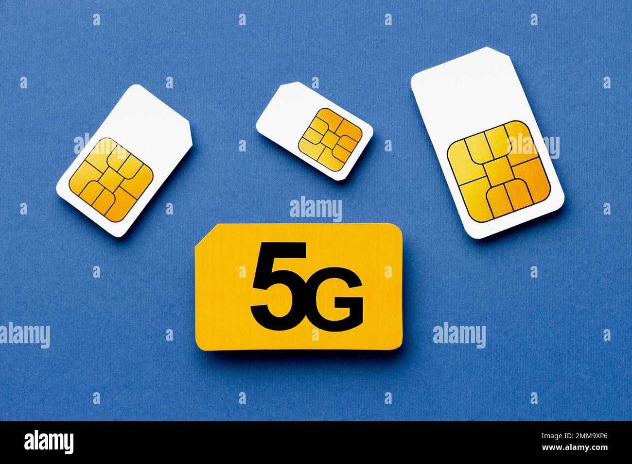 vue du dessus 5g cartes sim. Belle photo Banque D'Images