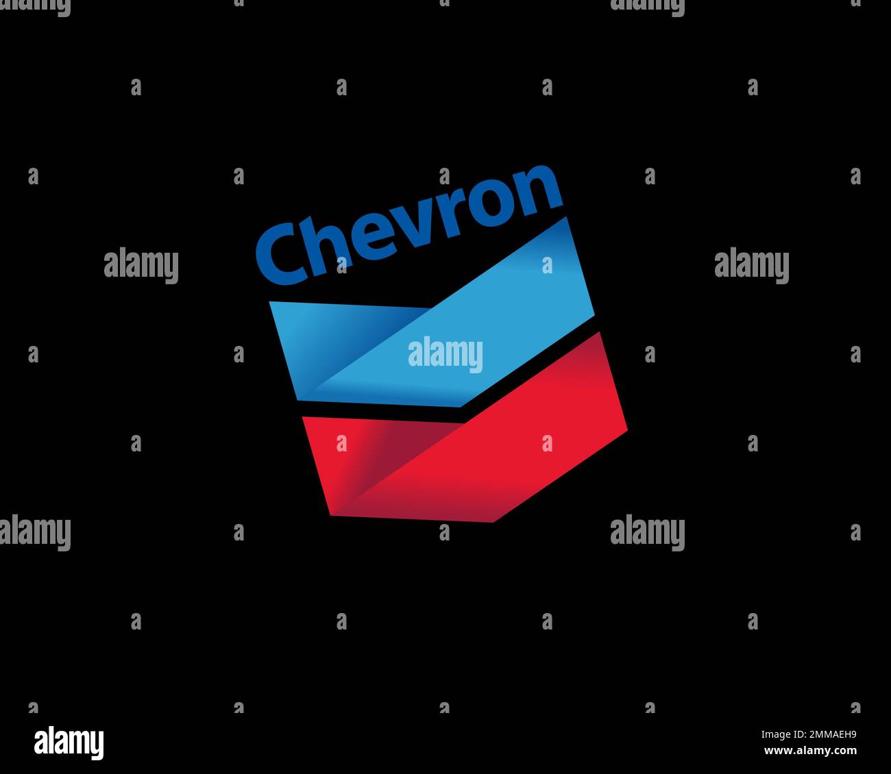 Chevron Corporation, rotation, fond noir, logo, marque Banque D'Images