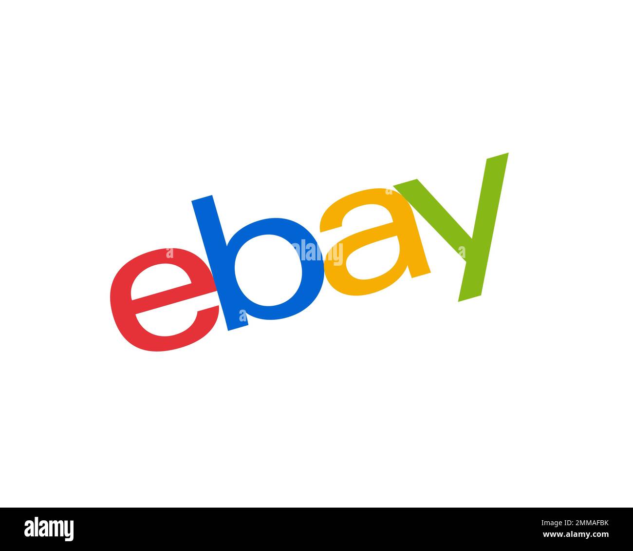 EBay, pivoté, fond blanc, logo, marque Banque D'Images