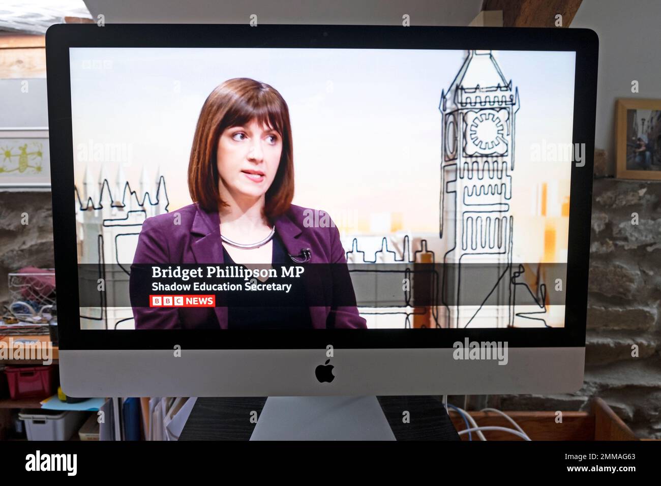 Bridget Phillipson Shadow Education Secretary discutant de la grève des enseignants sur BBC News Computer Screen 27 janvier 2023 à Londres Royaume-Uni Grande-Bretagne Banque D'Images