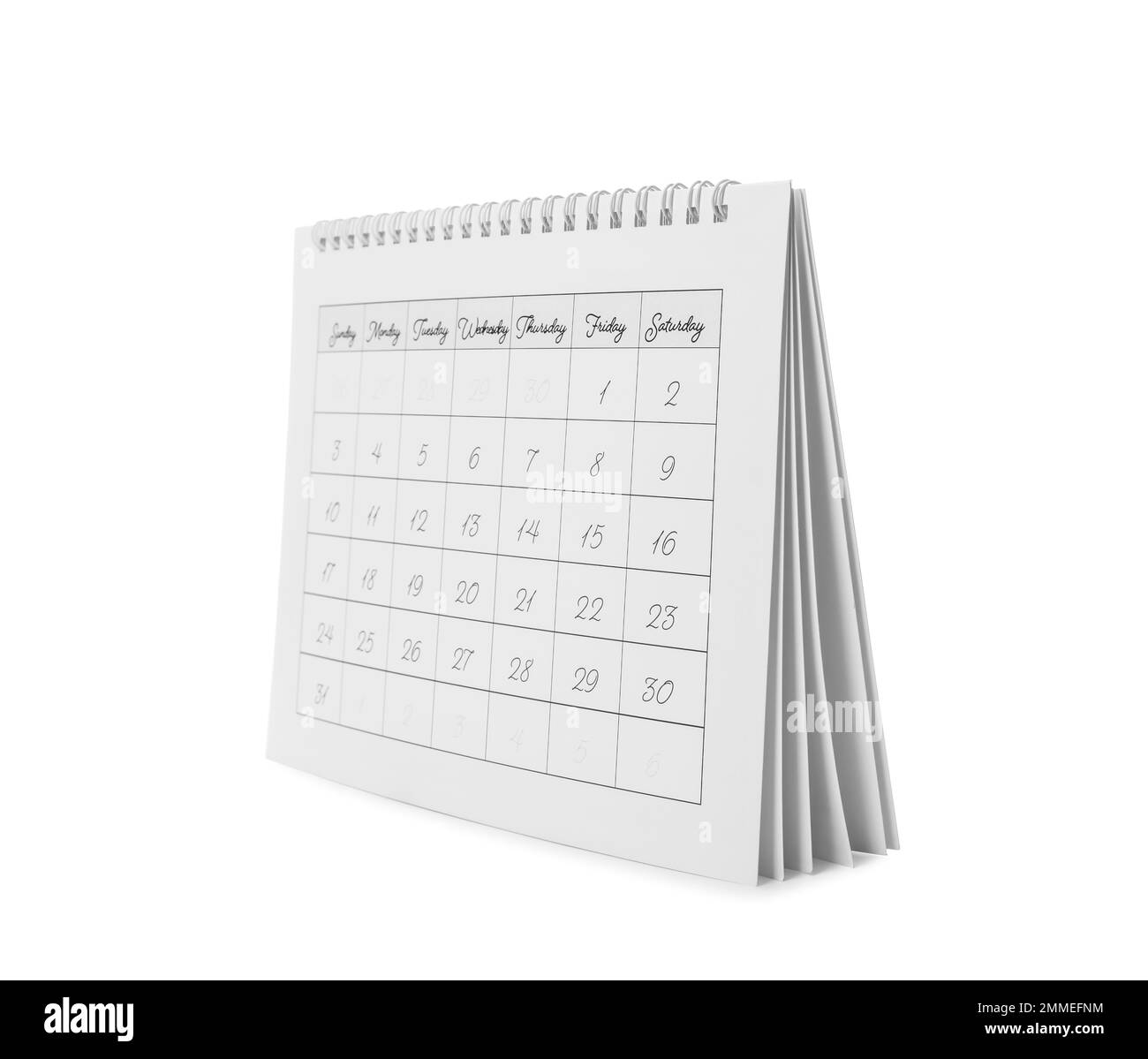 Calendrier papier isolé sur blanc. Concept de planification Banque D'Images