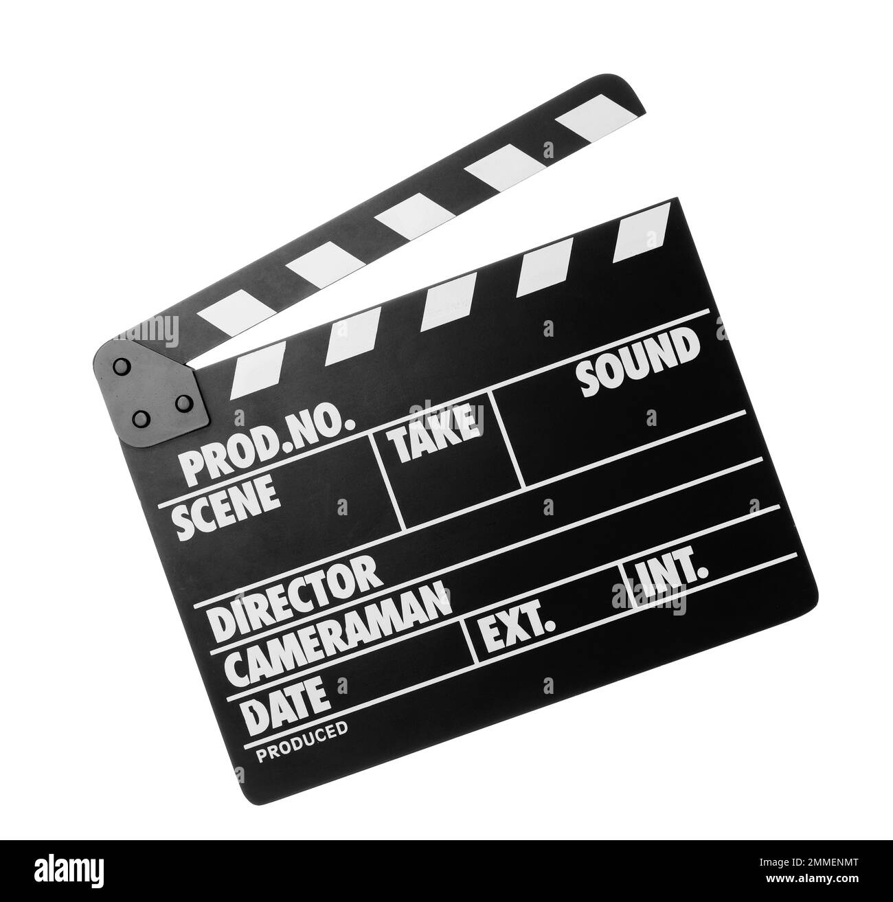 Carte Clapper isolée sur blanc. Production cinématographique Banque D'Images