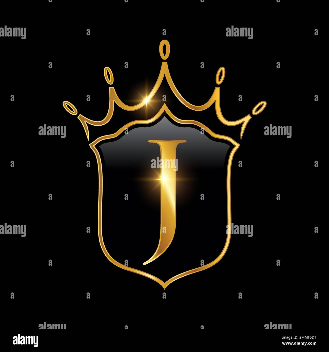 Lettre initiale du monogramme J avec une couronne. Illustration vectorielle du symbole de luxe Royal King Queen Illustration de Vecteur