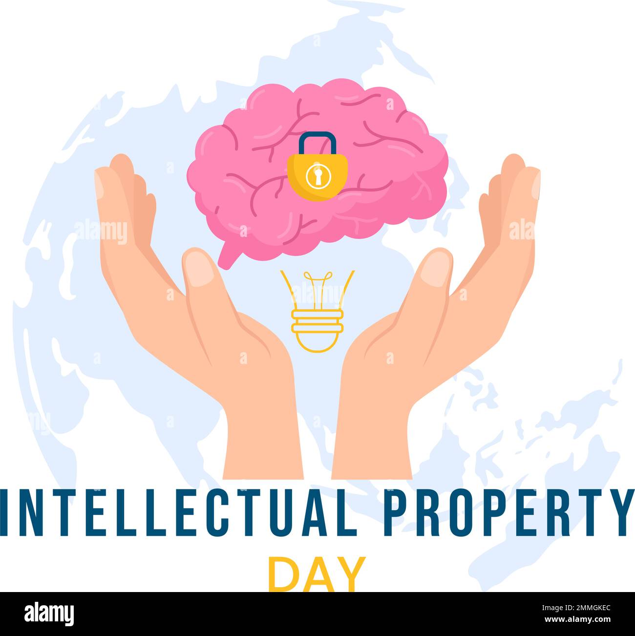 Illustration de la Journée mondiale de la propriété intellectuelle avec créativité et idée d'ampoule pour bannière Web ou page de renvoi en dessin animé à la main de dessin animé à plat Illustration de Vecteur
