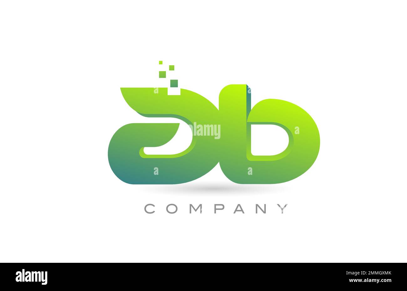 Combinaison d'icônes avec logo alphabétique AB et points de couleur verte. Modèle créatif pour l'entreprise et l'entreprise Illustration de Vecteur