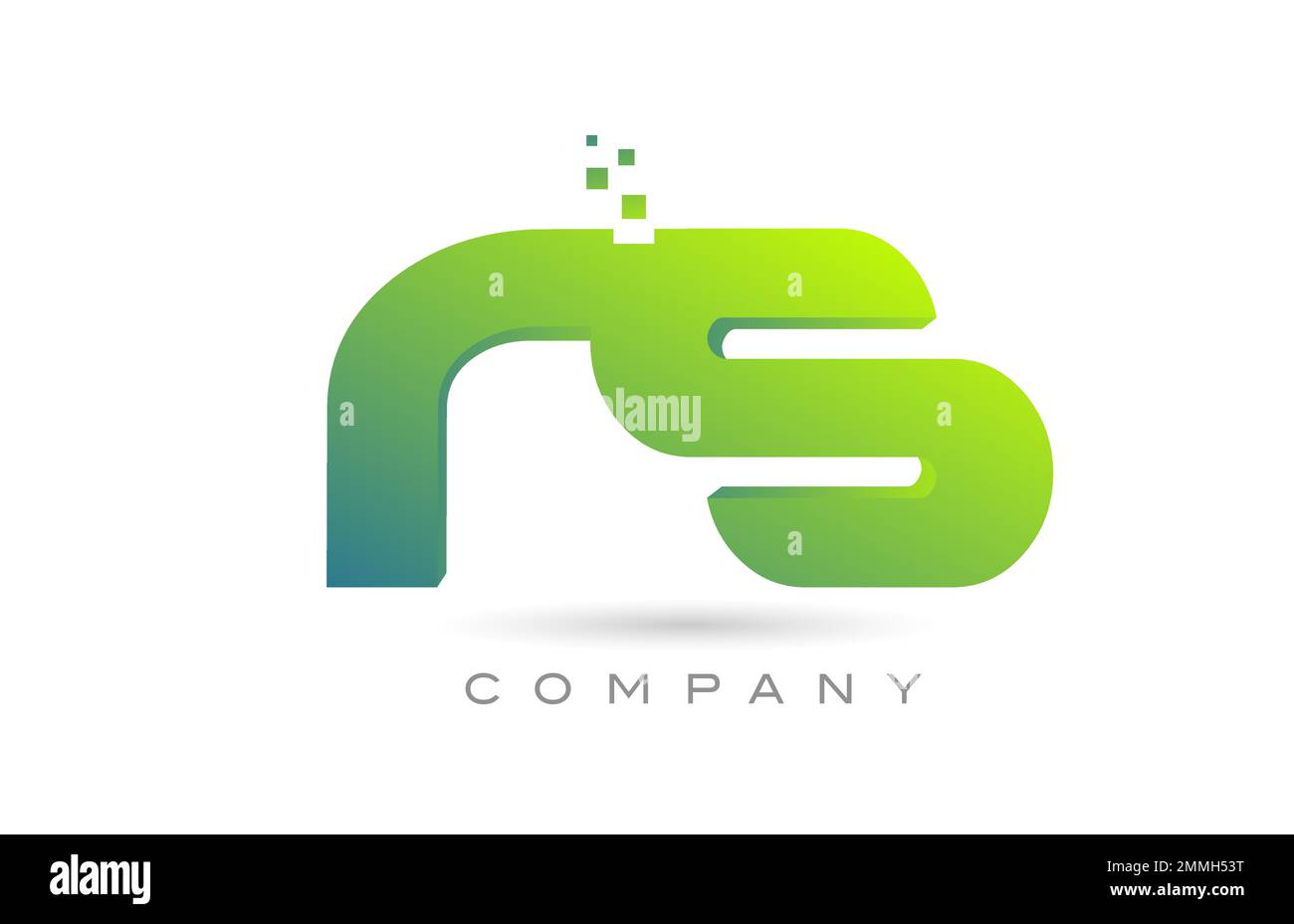 Combinaison d'icônes avec logo lettre RS et points de couleur verte. Modèle créatif pour l'entreprise et l'entreprise Illustration de Vecteur