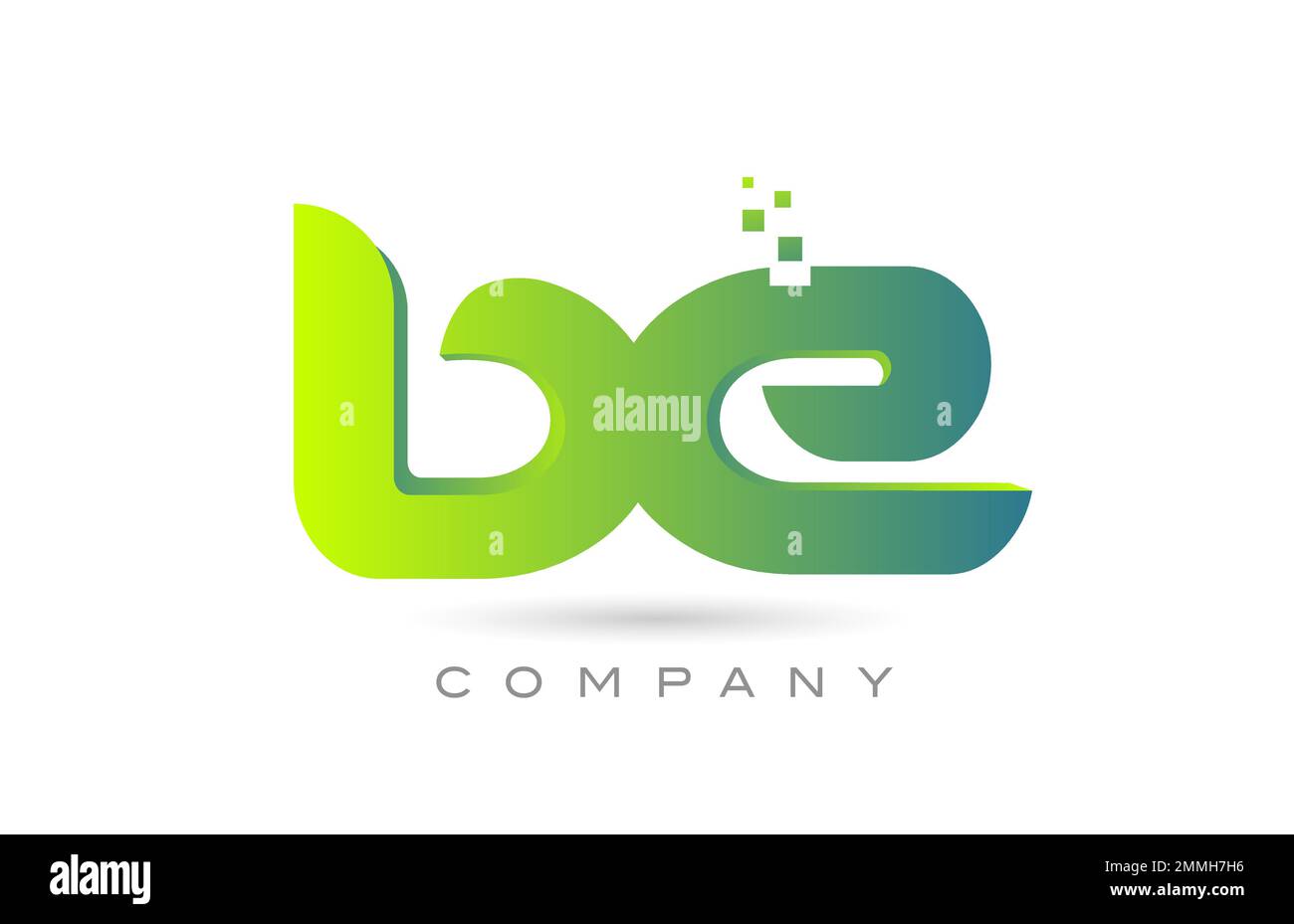 Logo BE accompagné d'un motif de combinaison d'icônes avec des points et de la couleur verte. Modèle créatif pour l'entreprise et l'entreprise Illustration de Vecteur