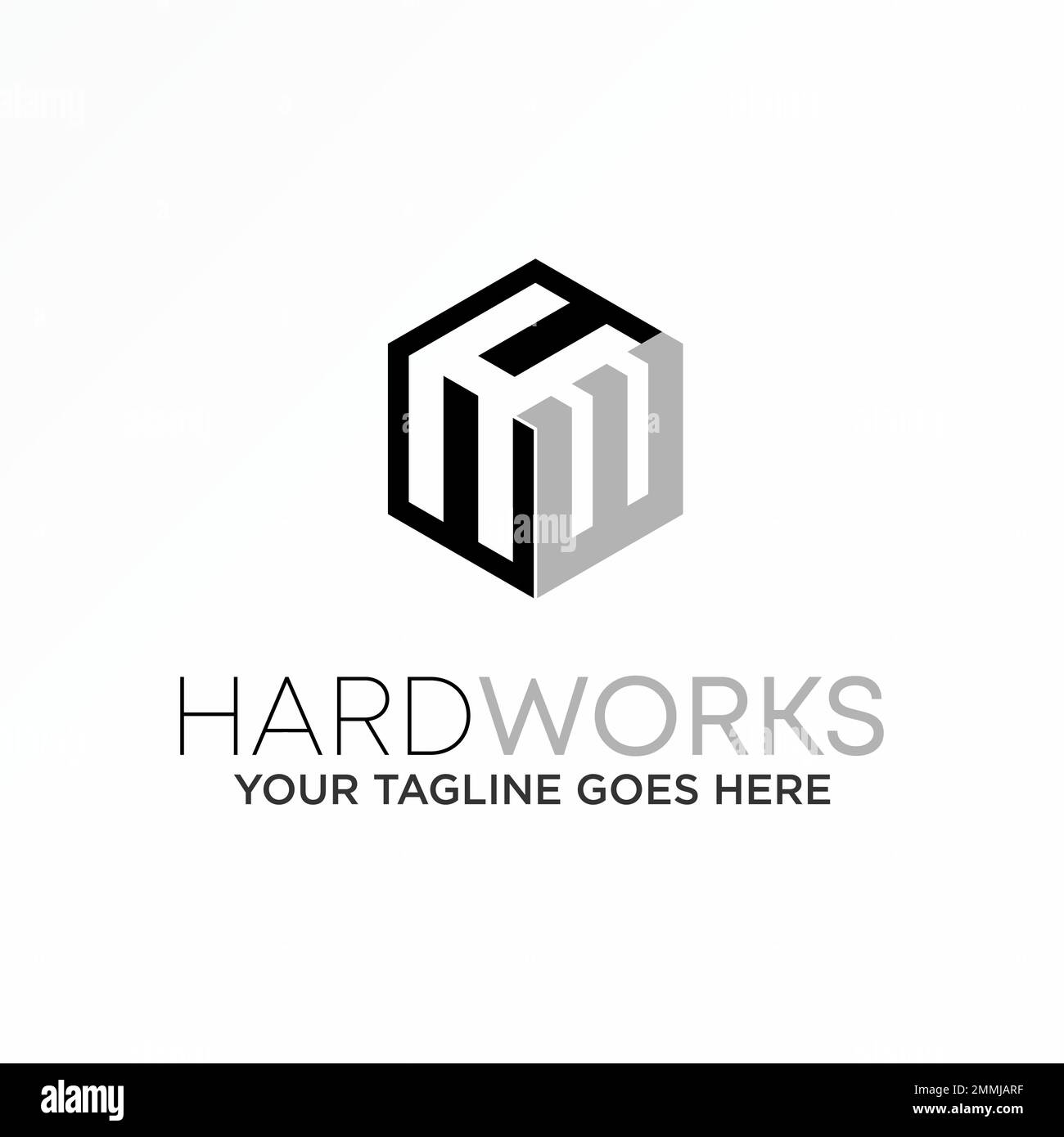 Lettre ou mot HW serif police en hexagone avec 3D image graphique icône logo design abstrait concept vecteur stock initial ou monogramme Illustration de Vecteur