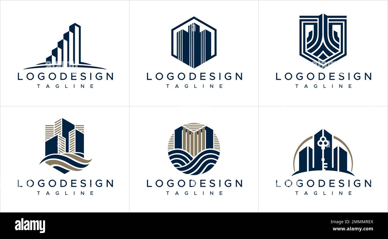 Ensemble de logos de bâtiment. Abstrait construction appartement logo vecteur. Illustration de Vecteur