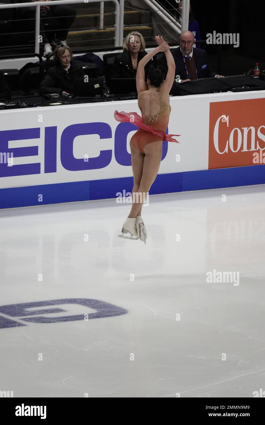 San Jose, CA, États-Unis. 27th janvier 2023. Tting Cui se produit à la finale WomenÕs au championnat de patinage 2023 Toyota US crédit: Motofoto/Alay Live News Banque D'Images