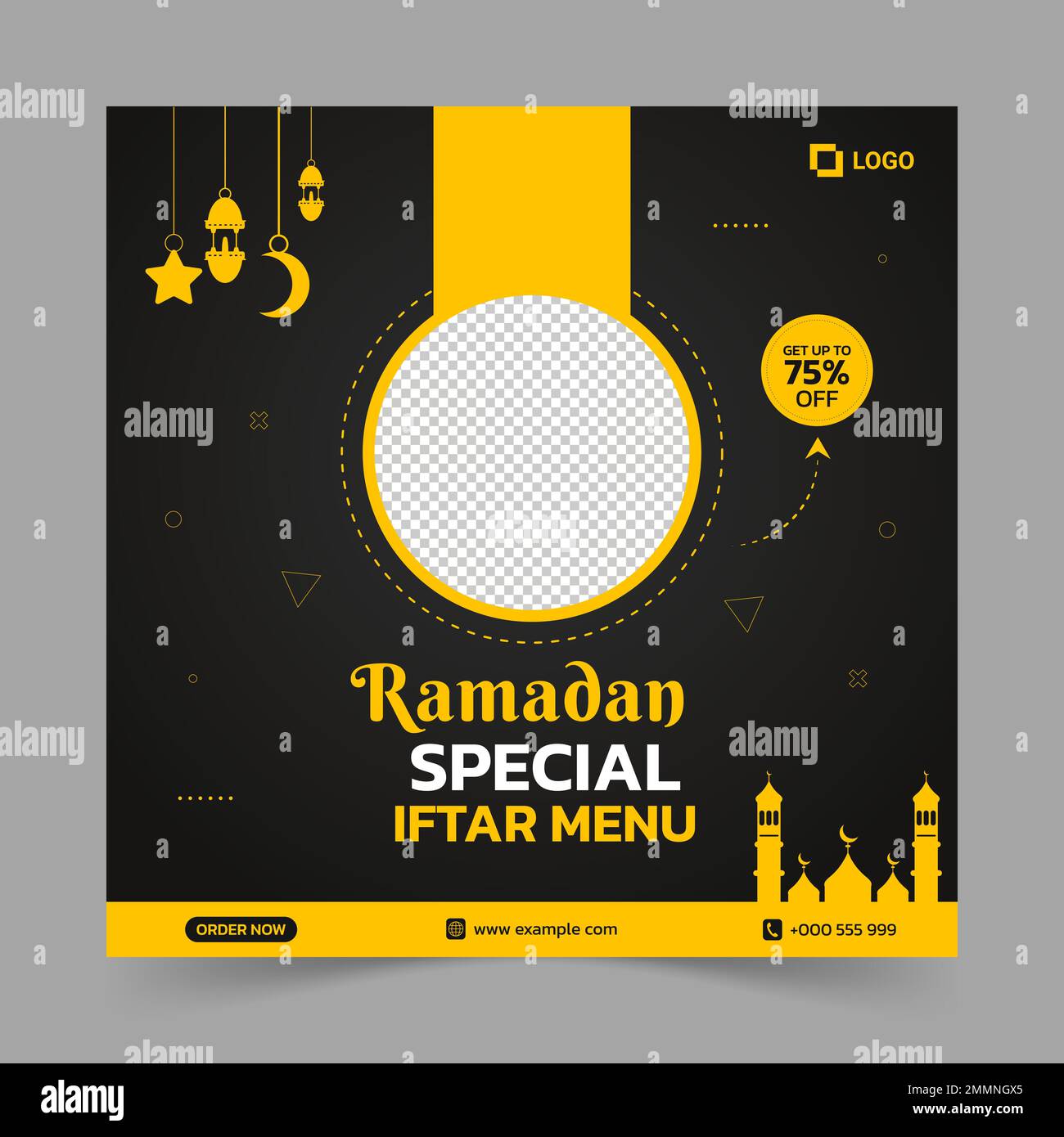 Offre spéciale Ramadan sur le modèle de post-média social alimentaire Illustration de Vecteur