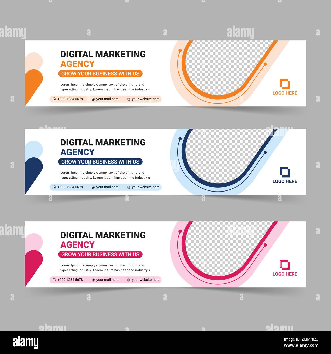 Modèle de bannière Web ou de couverture de médias sociaux. Conception de la page de garde des médias sociaux. Bannière Web d'entreprise Illustration de Vecteur