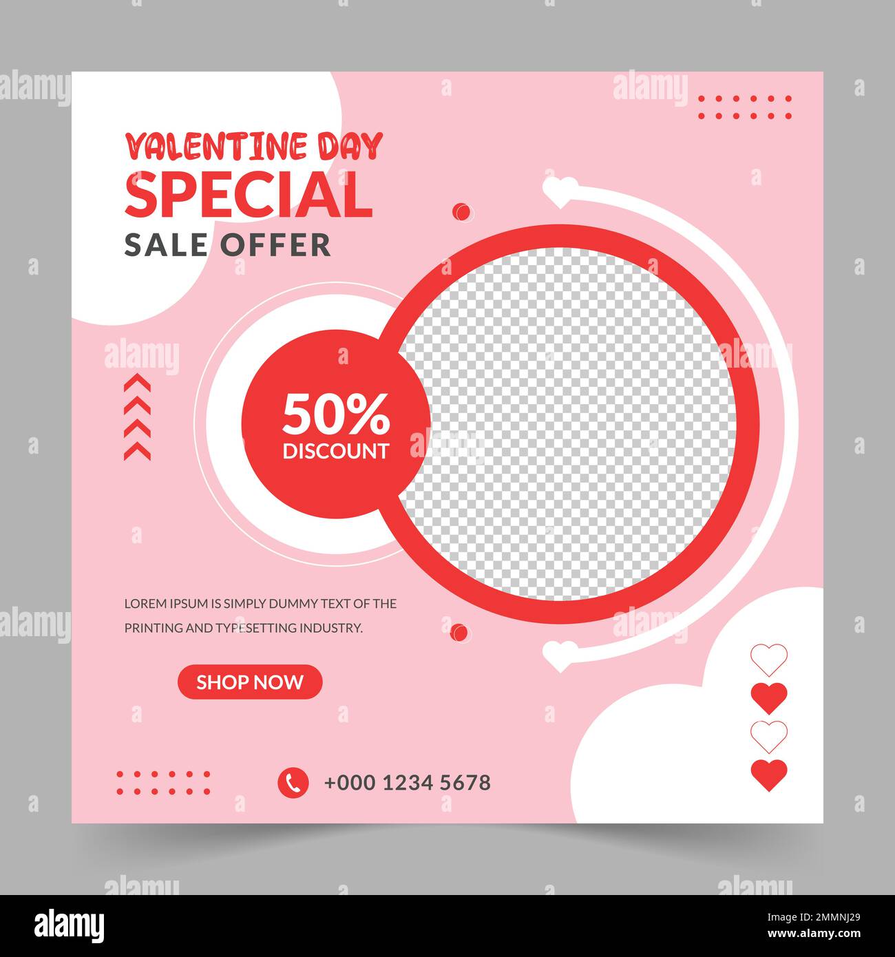 Affiche de vente spéciale de Saint-Valentin, publication de médias sociaux de Saint-Valentin et modèle de bannière Web Illustration de Vecteur