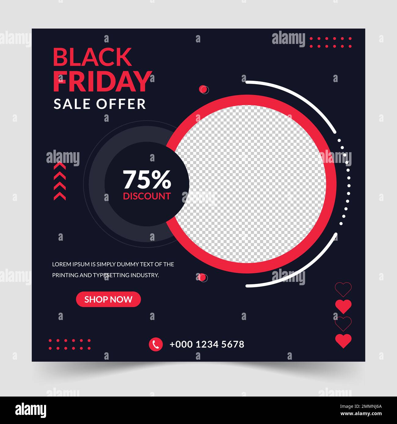 Solde de la saison du Vendredi fou modèle de message et de bannière Web pour le marketing numérique. Modèle modifiable tendance pour la promotion des produits Illustration de Vecteur