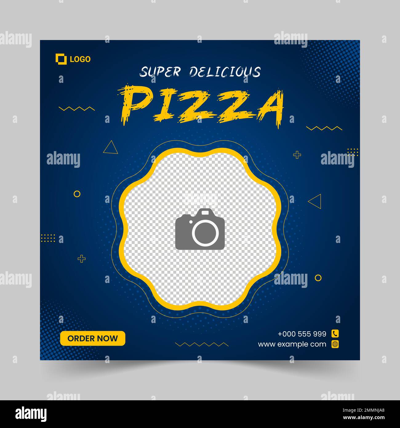 Modèle de publication sur les réseaux sociaux Super Delicious Food Illustration de Vecteur