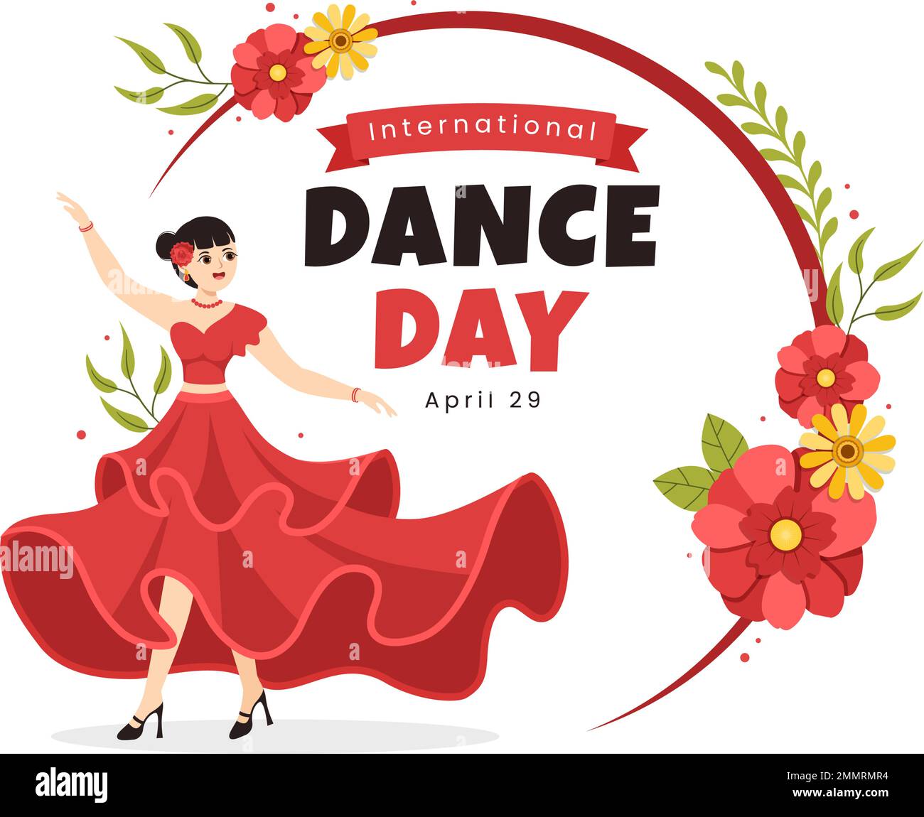 Illustration de la Journée internationale de la danse avec un couple professionnel de danse ou un seul dessin animé à la main pour les modèles de page d'arrivée Illustration de Vecteur