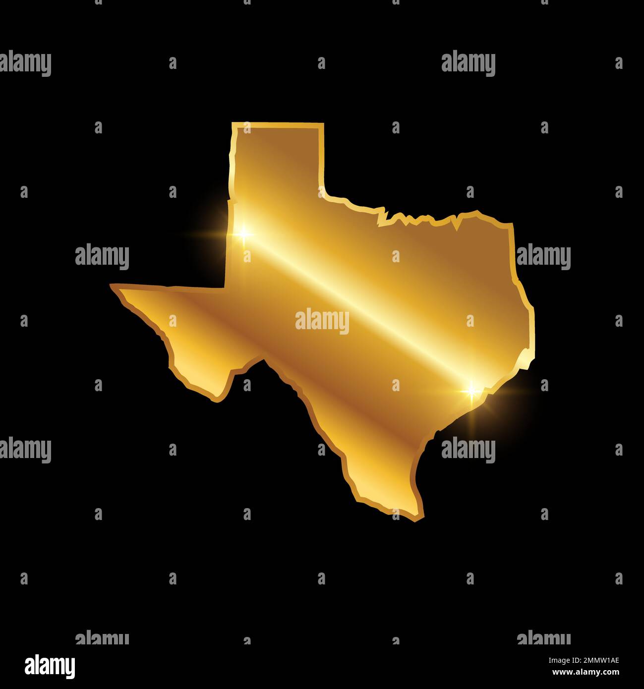 Illustration vectorielle du vecteur de carte Golden Texas Sign in fond noir avec effet brillant or Illustration de Vecteur