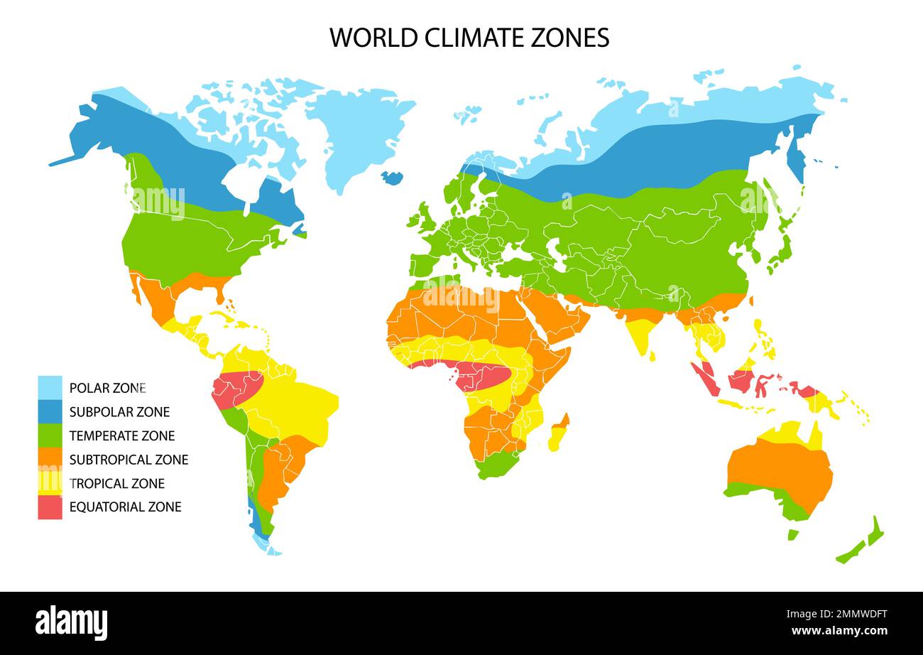 Carte des zones climatiques mondiales, infographies géographiques vectorielles Illustration de Vecteur