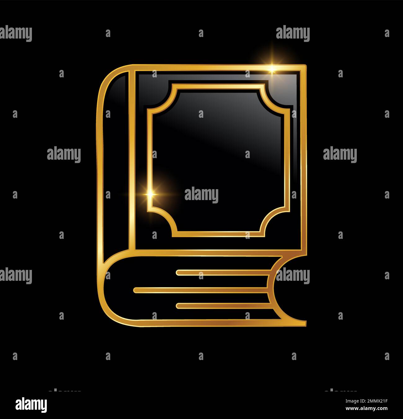 Illustration vectorielle sur fond noir avec effet brillant doré de l'icône Golden Luxury Book Vector Illustration de Vecteur