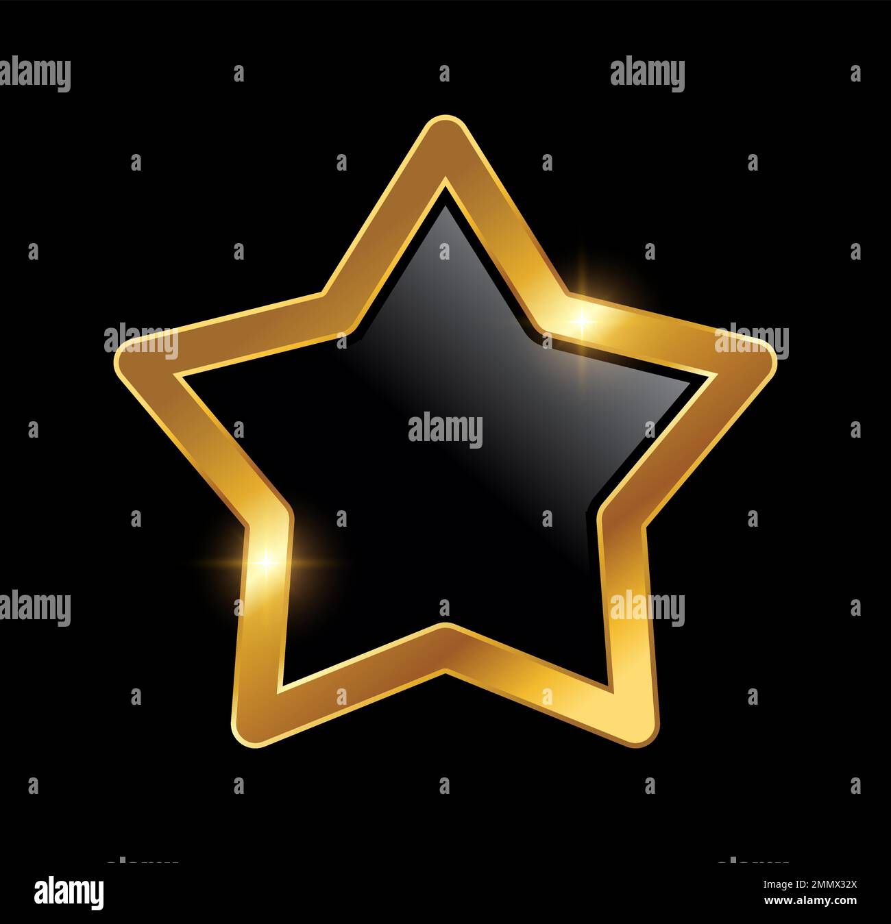 Illustration vectorielle sur fond noir avec effet brillant doré de l'icône Golden Star logo Vector Illustration de Vecteur