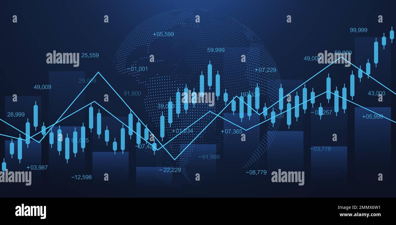 Graphique du monde des affaires ou graphique du marché boursier ou graphique du commerce de forex dans le concept graphique. Investissement financier ou tendance économique des entreprises chandelier Illustration de Vecteur