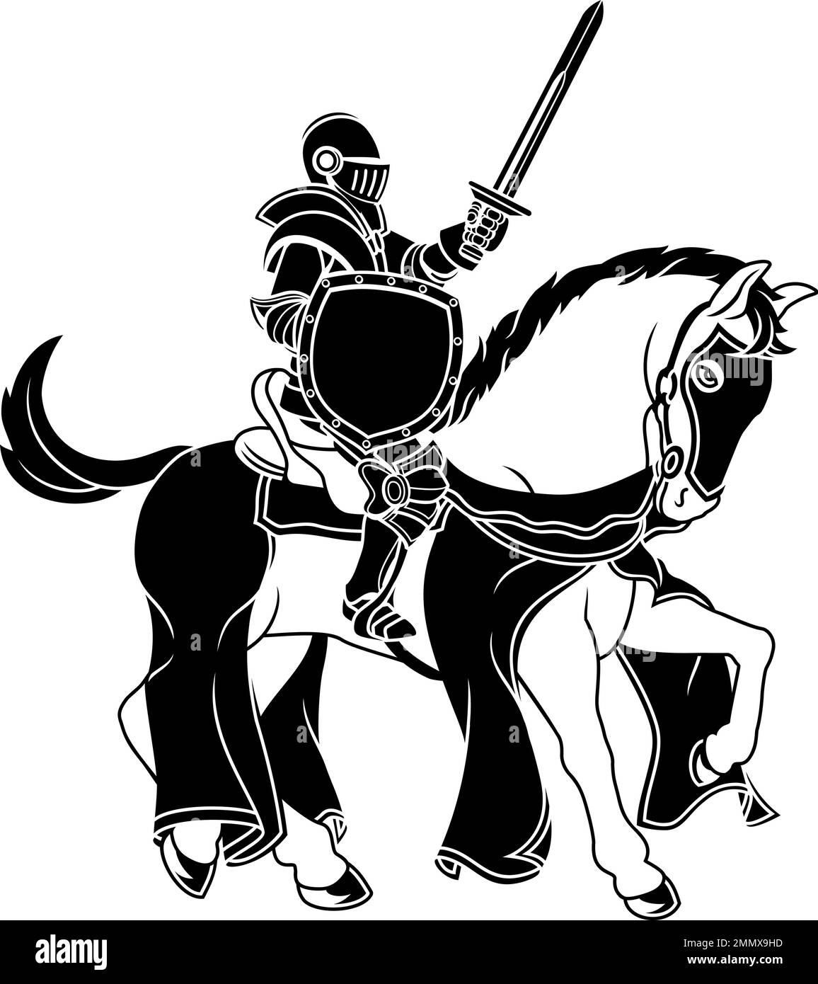 Chevalier en Armour Warrior sur Horse joust médiéval Illustration de Vecteur