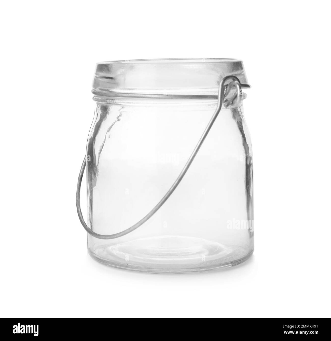 Pot en verre vide ouvert isolated on white Banque D'Images