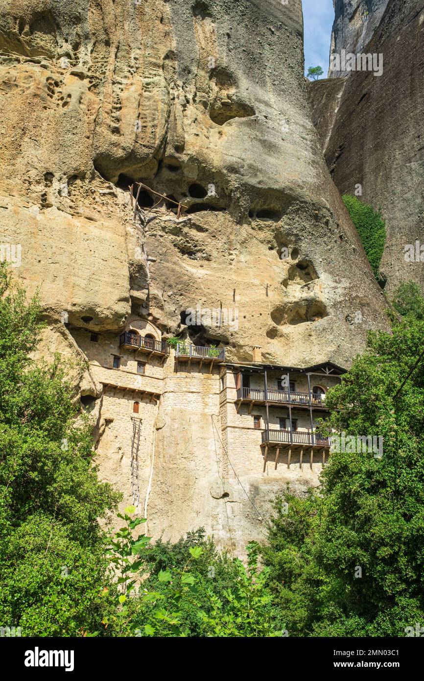 Grèce, région thessalie, Kalambaka, site de Meteora classé au patrimoine mondial de l'UNESCO, le monastère d'Agios Antonios Banque D'Images