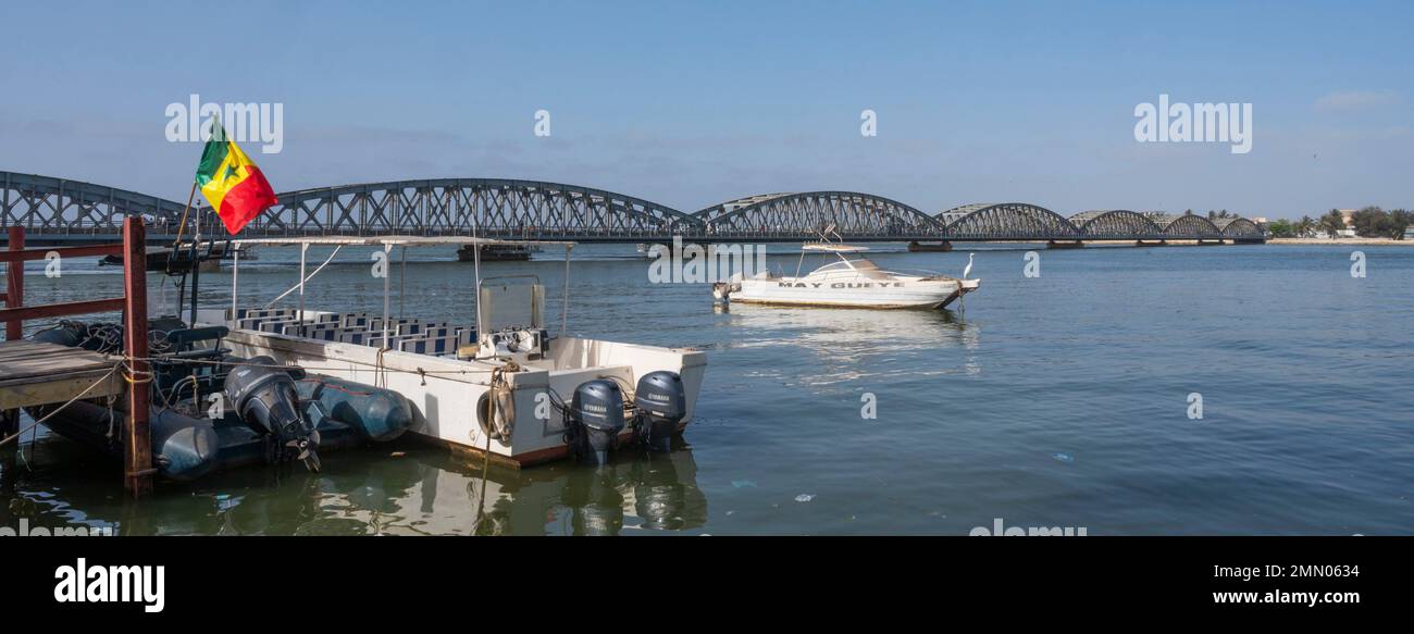 Sénégal, Saint Louis, classé au patrimoine mondial de l'UNESCO, site classé au patrimoine mondial de l'UNESCO, le pont Faidherbe Banque D'Images