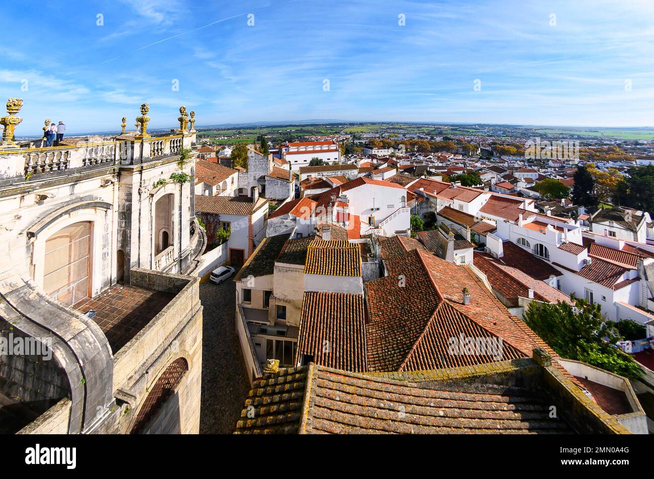 Portugal, Alentejo, Evora, vue de la terrasse de la cathédrale et de la basilique notre-Dame de l'Assomption d'Evora Banque D'Images