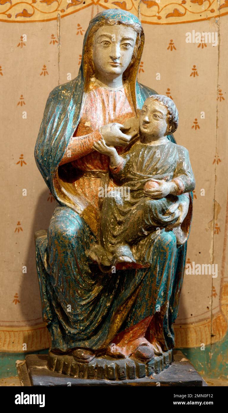 France, Pyrénées Atlantiques, Béarn, Lestelle Betharram, Sanctuaire de notre-Dame de Betharram, statue de la Vierge et de l'enfant Banque D'Images