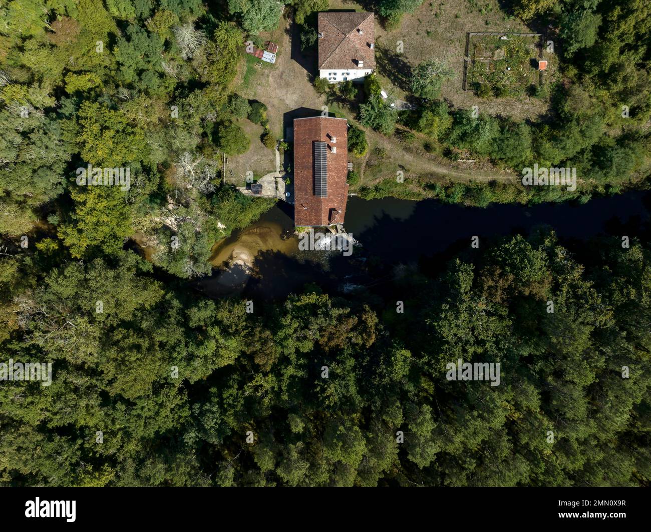 France, Gironde, Bernos Beaulac, Parc naturel régional des Landes de Gascogne, Gite l'eau-vergne (vue aérienne) Banque D'Images