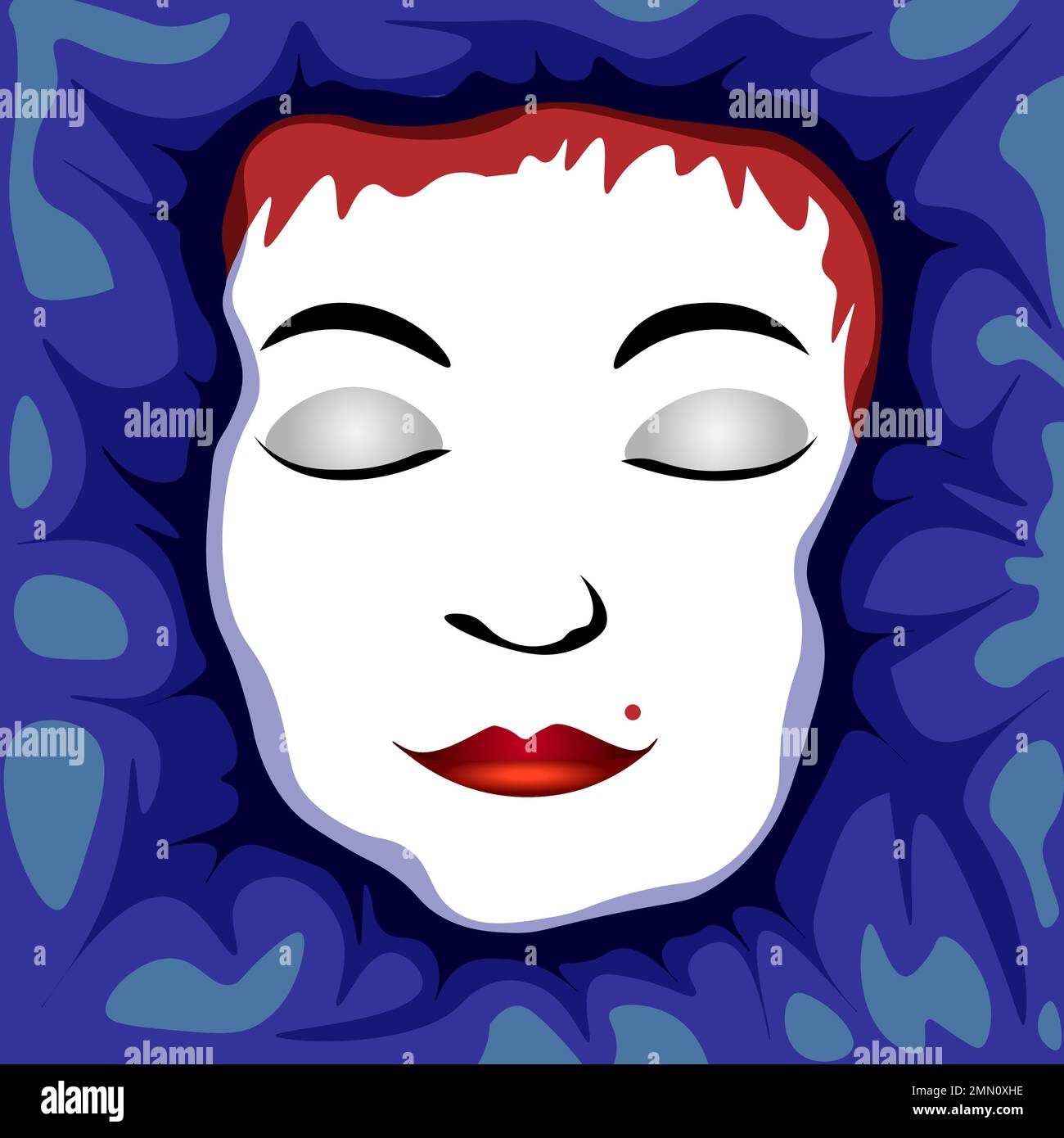 Illustration vectorielle d'un visage de femme avec des yeux fermés et des lèvres rouges Illustration de Vecteur