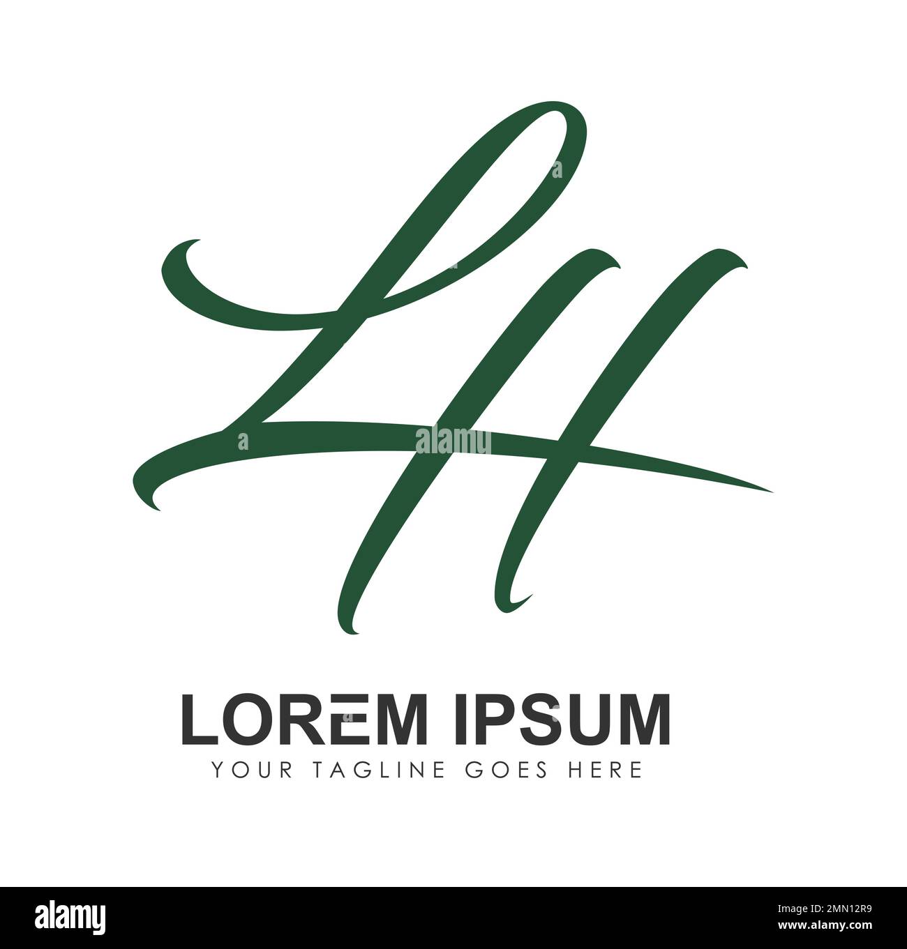 Monogramme logo lettres initiales LH illustration du signe sur fond blanc isolé Illustration de Vecteur
