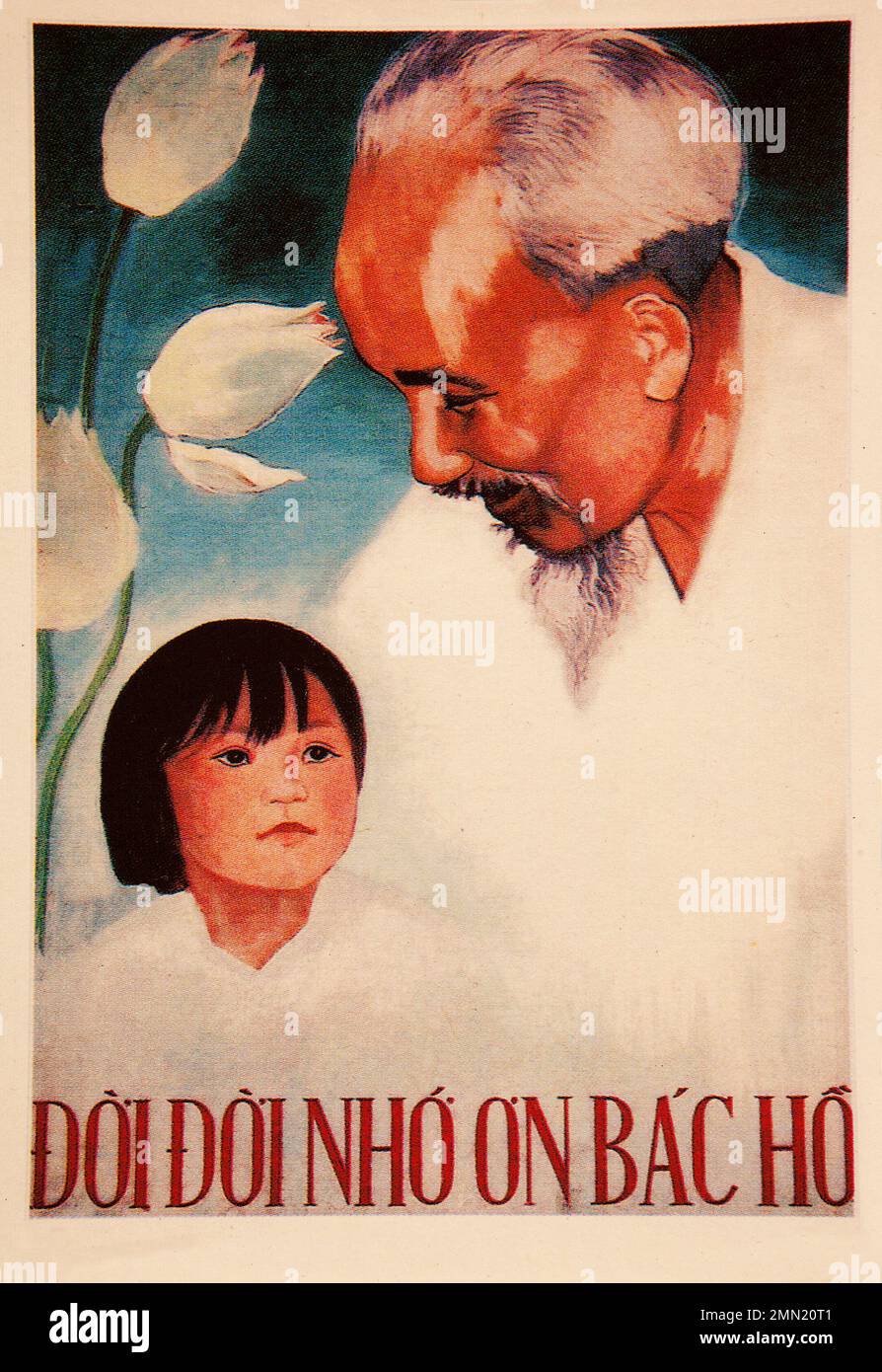 L'affiche de propagande vietnamienne de 1969 dit: "Reconnaissant à l'oncle Ho pour toujours". Banque D'Images