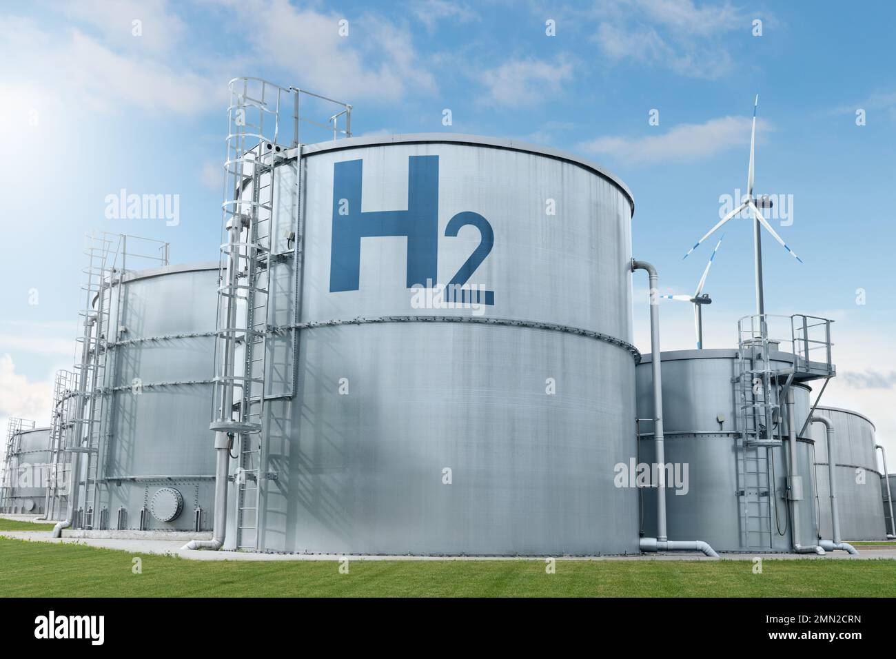 Réservoirs de stockage avec hydrogène. Concept d'usine d'hydrogène verte Photo Stock Alamy