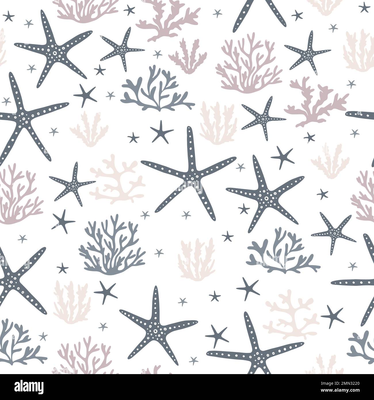 Motif étoiles de mer et corail sans couture. Illustration de Vecteur