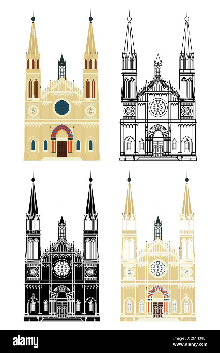 Cathédrale métropolitaine de Curitiba, Brésil Illustration de Vecteur