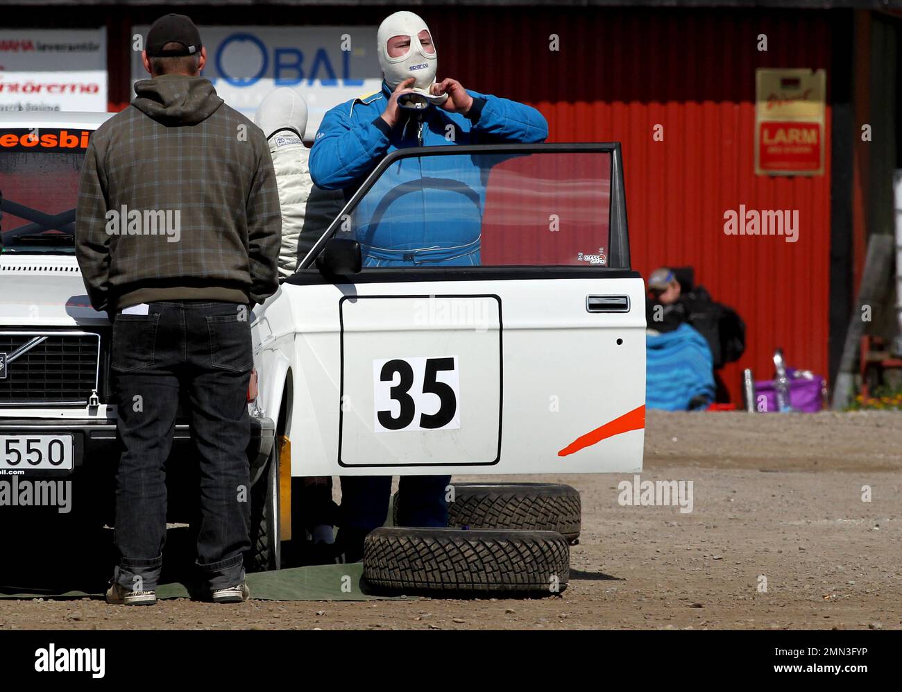 Une compétition de rallye, Linköping, Suède. Banque D'Images