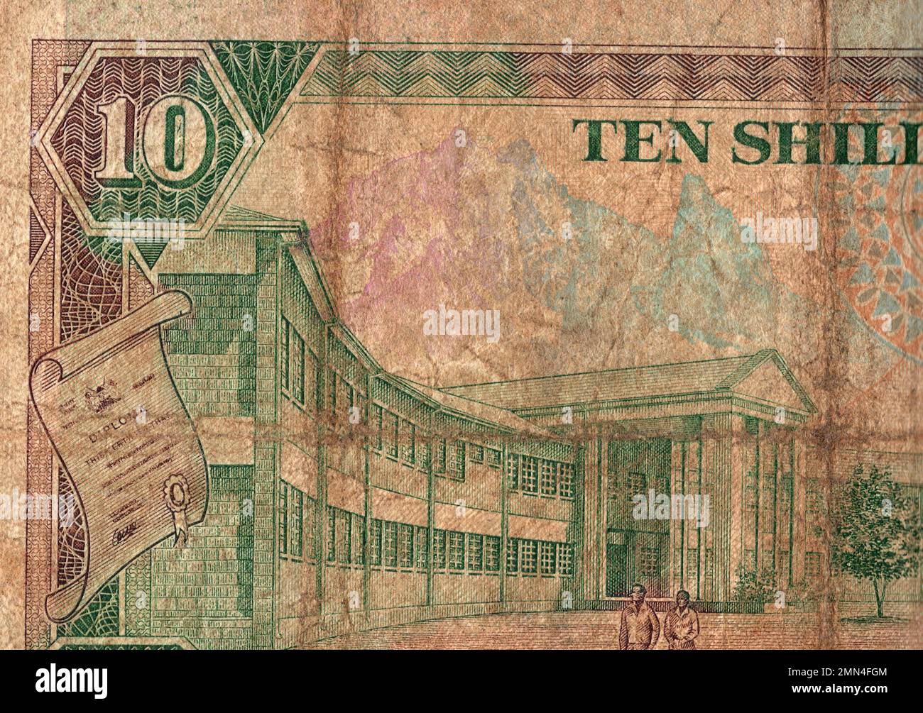 Détail d'un billet de banque d'époque du Kenya. Banque D'Images
