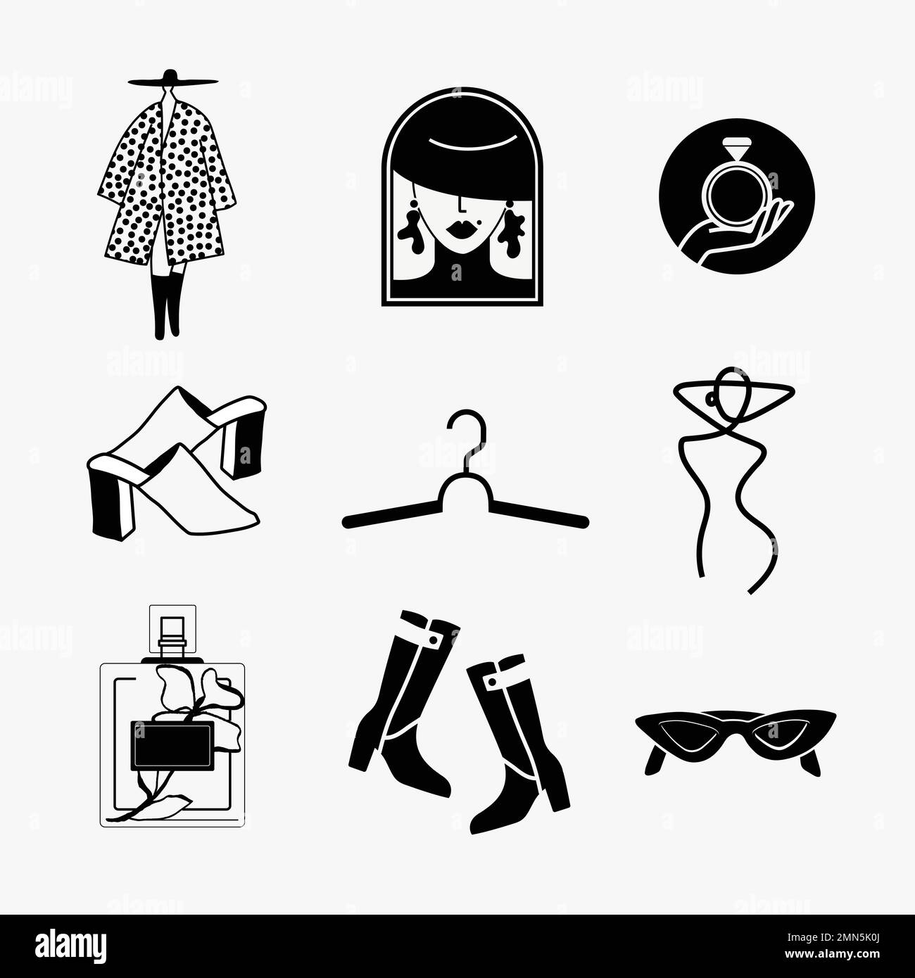 Ensemble de logos tendance, autocollants vectoriels noir et blanc Illustration de Vecteur