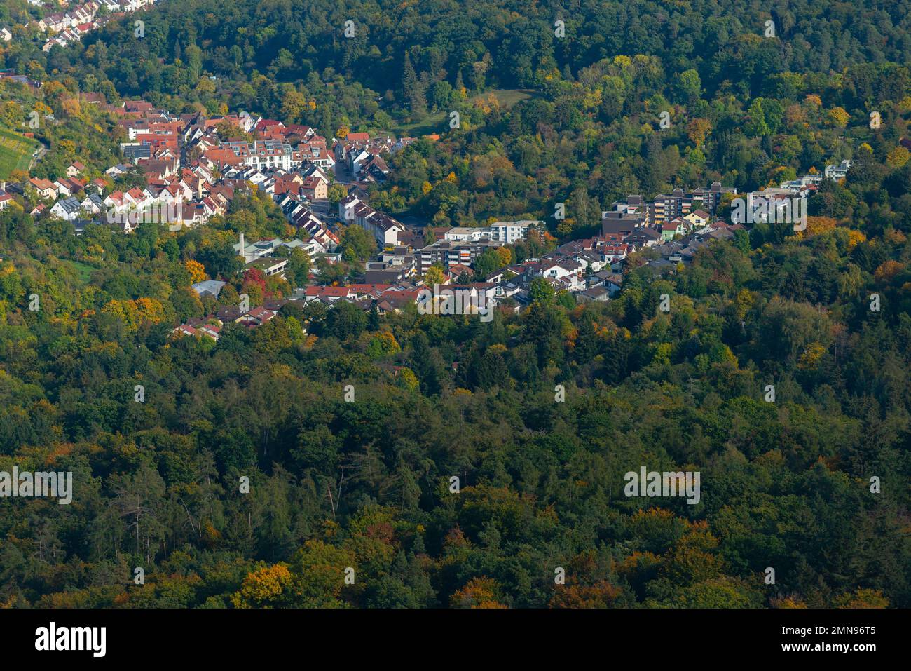 Vue aérienne de la tour de télévision sur Hohen Bopser, Degerloch la ville, Stuttgart, Bade-Wurtemberg, Allemagne du Sud, Europe centrale Banque D'Images