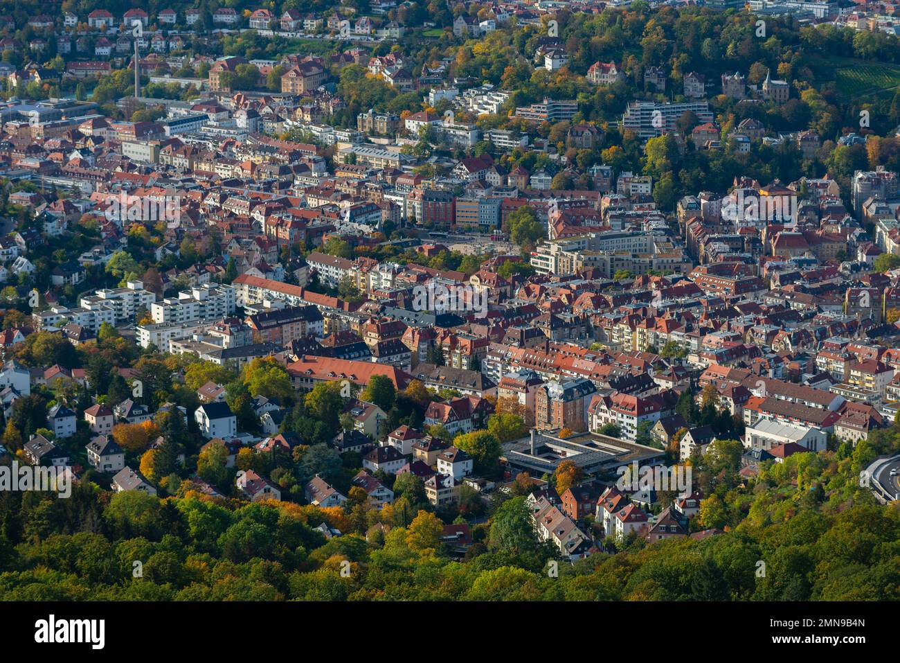 Vue aérienne de la tour de télévision sur Hohen Bopser, Degerloch la ville, Stuttgart, Bade-Wurtemberg, Allemagne du Sud, Europe centrale Banque D'Images